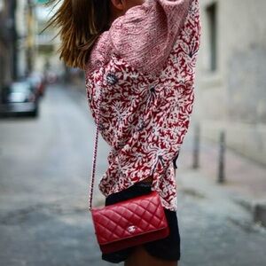 New! Authenticated Chanel CC Patent Leather CORAL RED MINI Bag SHW WOC